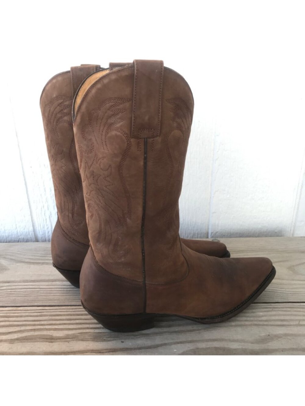 Brito Vaquero Mens Brown Nubuck Leather Cowboy Western Boots 8.5 - Picture 10 of 13